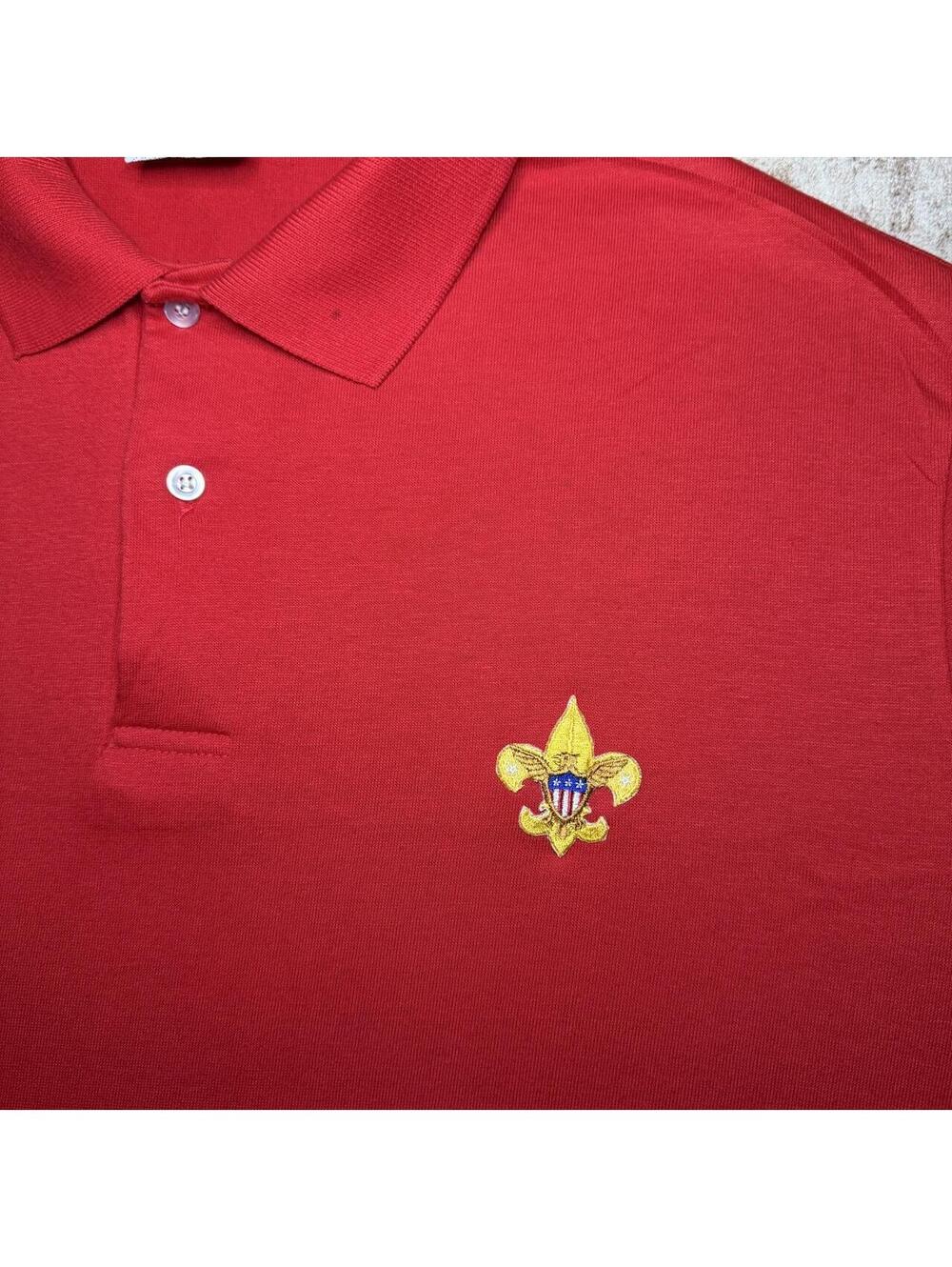 Vintage Screen Mates Red Boy Scouts of America Troop Leader Polo Shirt